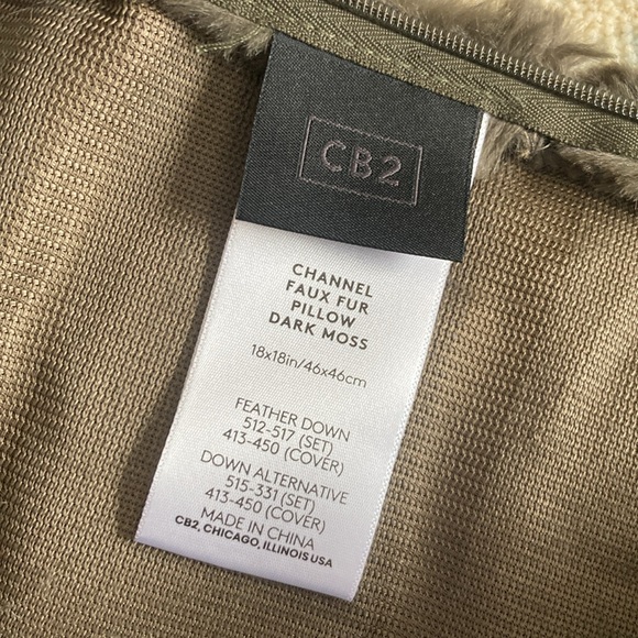 Channel Moss Green Faux Fur Throw Pillow Covers (2) - Picture 4 of 9